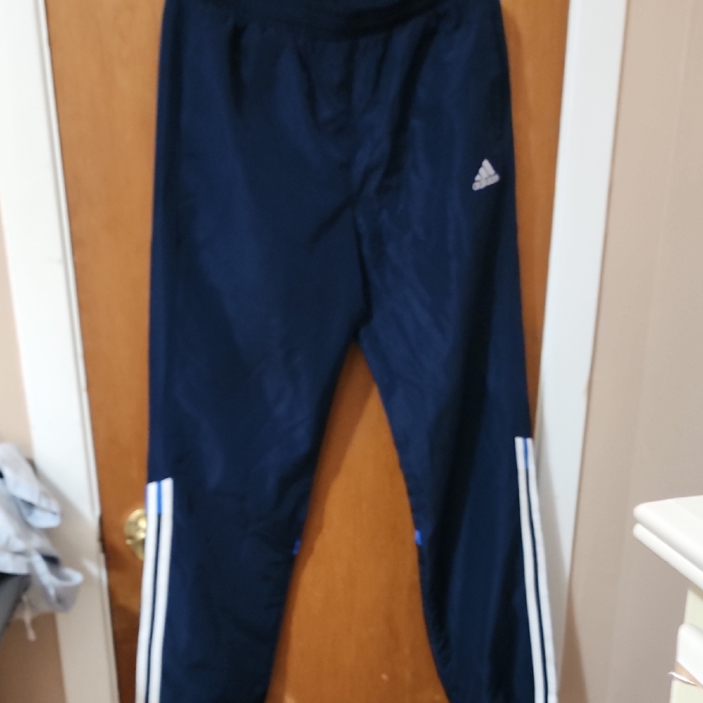 Adidas Kids Dark Blue Joggers with White Stripes